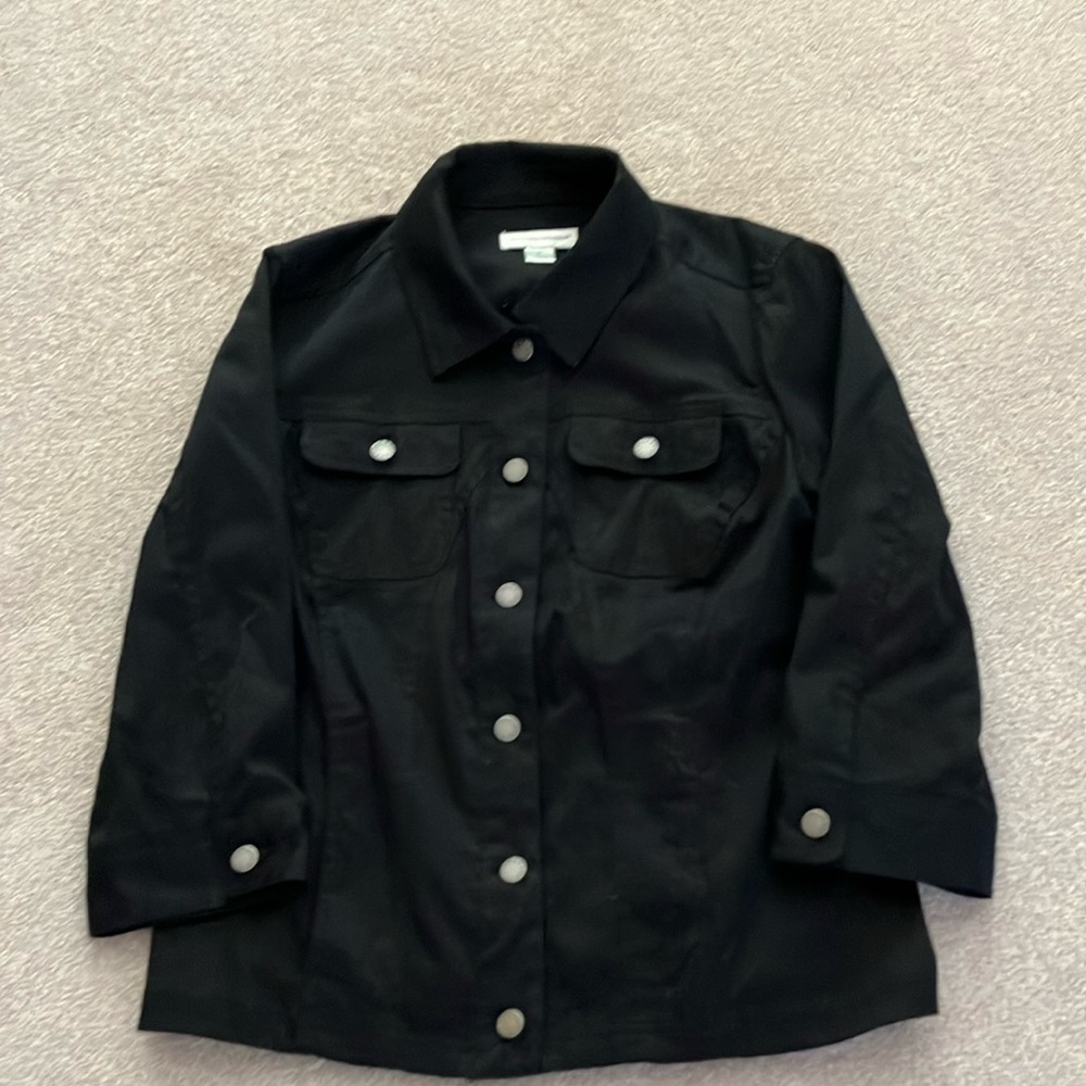 Christopher & Banks Black Jean Jacket Classic Design